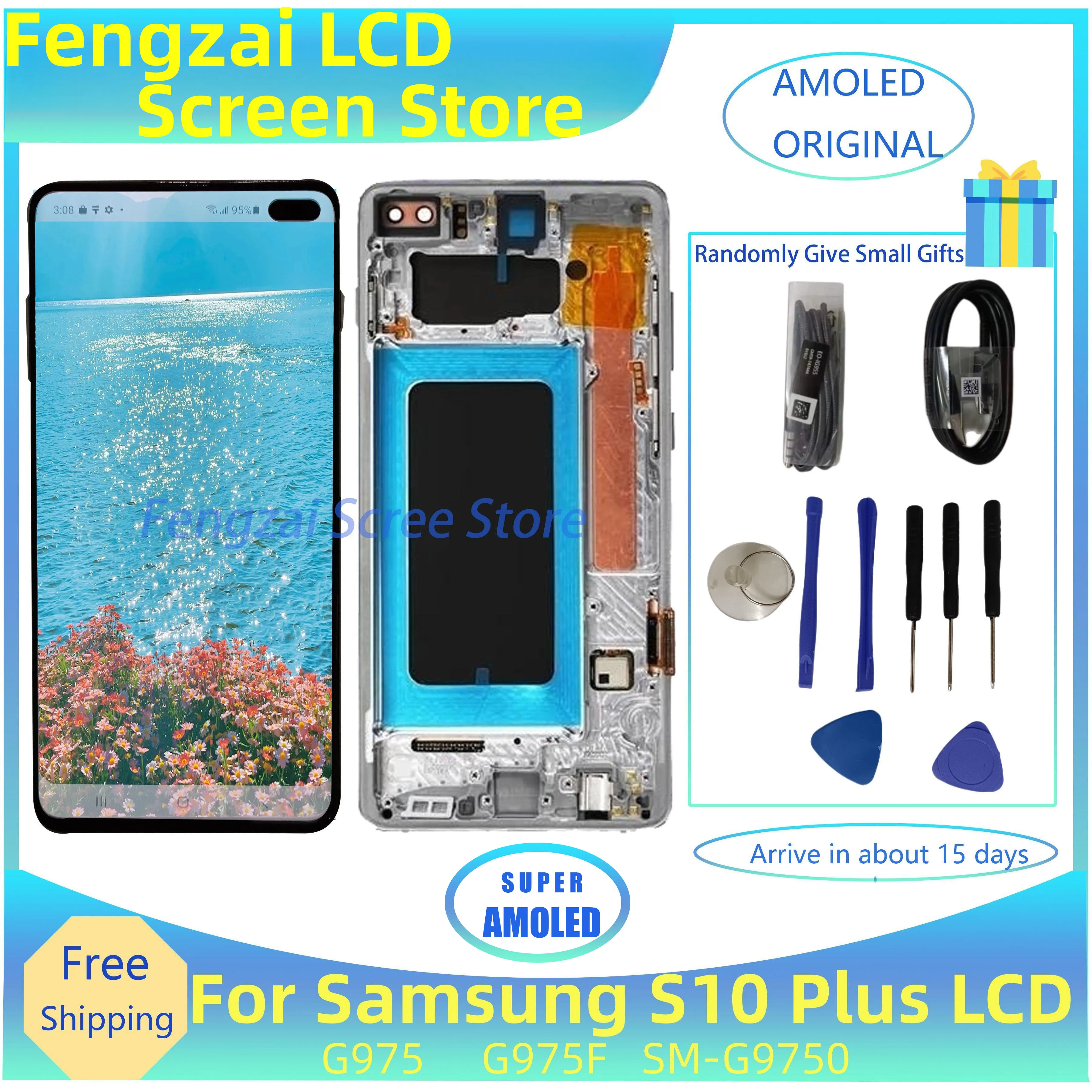 

Original Super AMOLED 6.4 ”S10 Plus LCD For Samsung S10+ G975 S10 Plus G975W G975F LCD Display Touch Screen Digitizer Assembly