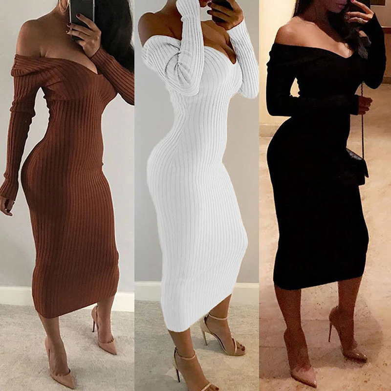 

Knitted Dress For Women 2022 Spring Clothes Long Sleeve Sheath Dress For Female V-Neck Sexy Bodycon Dress Robe Femme платье