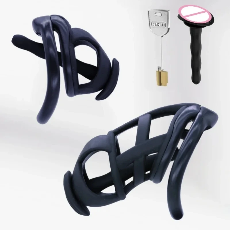 Cobra Клетка целомудрия с катетером для пениса Abstinence Anti-Cheating Cock Cage 4-размерными