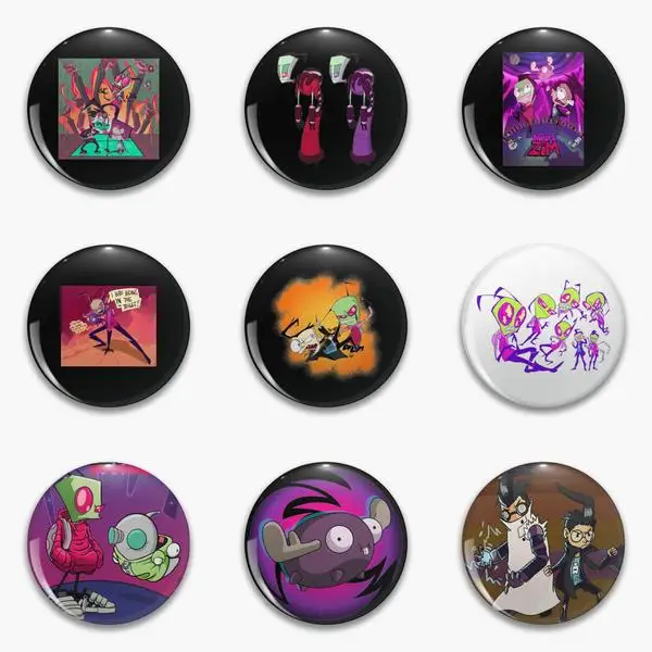 Фото Florpus Invader Zim Irken Logo увидеть танцующую гирлянду Oww мой Сжимаемый мягкий кнопочный штифт Настраиваемые ювелирные изделия Забавный мультяшный подарок металл №3