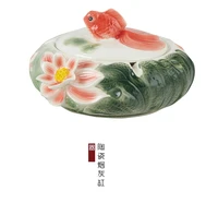 chinese style living room goldfish lotus kingfisher frog large ceramic ashtray with lid creative office multi function teaware