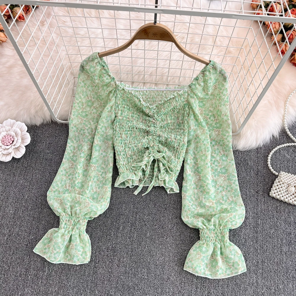 

Fashion Casual Clothing Streetwear Y2k Bandage Tops Office Lady Harajuku Women T Shirts Party Ropa De Mujer Puff Sleeve Tees
