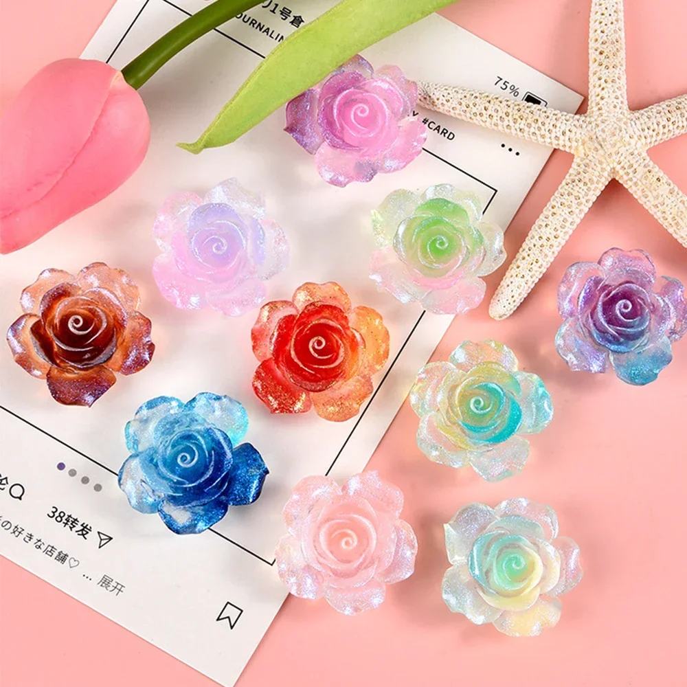 10 шт. серебристые розы серии миниатюрные кабошоны из смолы с плоской спинкой для