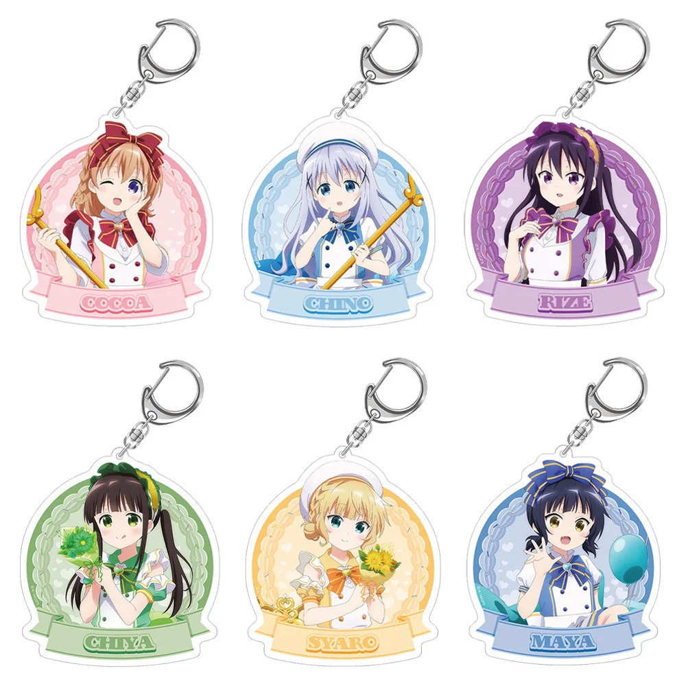 Фото При заказе Кролик? BLOOM Какао Чино Rize Chiya Syaro Maya Megu Chibi Аниме Акриловый брелок Сумка Подвеска Праздничный подарок Игрушка №1
