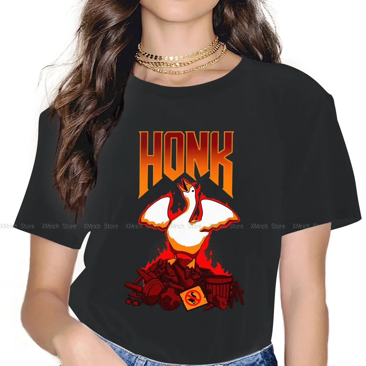 

Women HONK T Shirt Doom Doomguy UAC Slayer Hayden Pierce FPS Clothing Creative Short Sleeve Crew Neck TShirt Printed T-Shirts