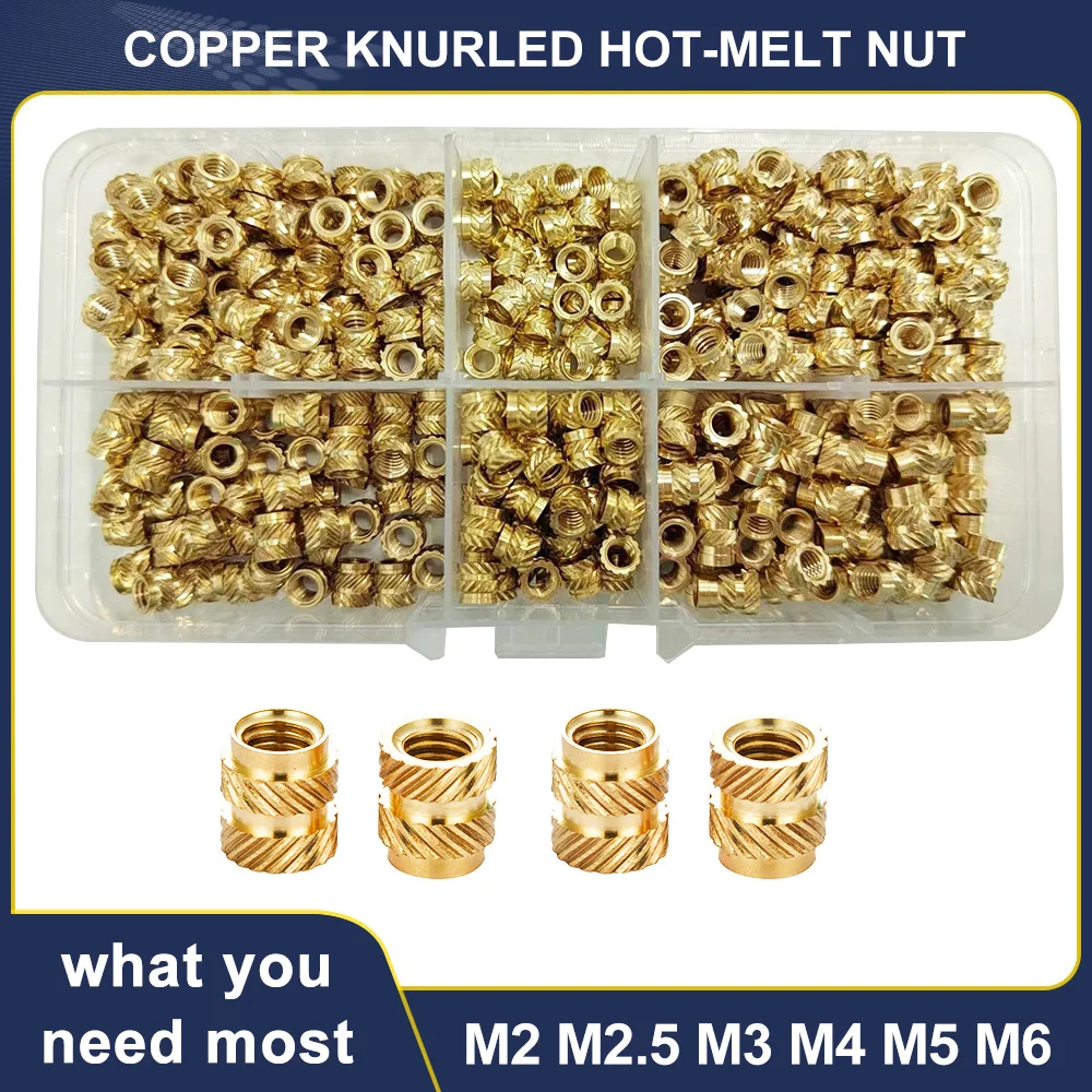 

M2 M2.5 M3 M4 M5 M6 Heat Set Threaded Insert Nut Hot Melt Knurled Brass Inserts for 3D Printing Parts Embedment Assortment Kit