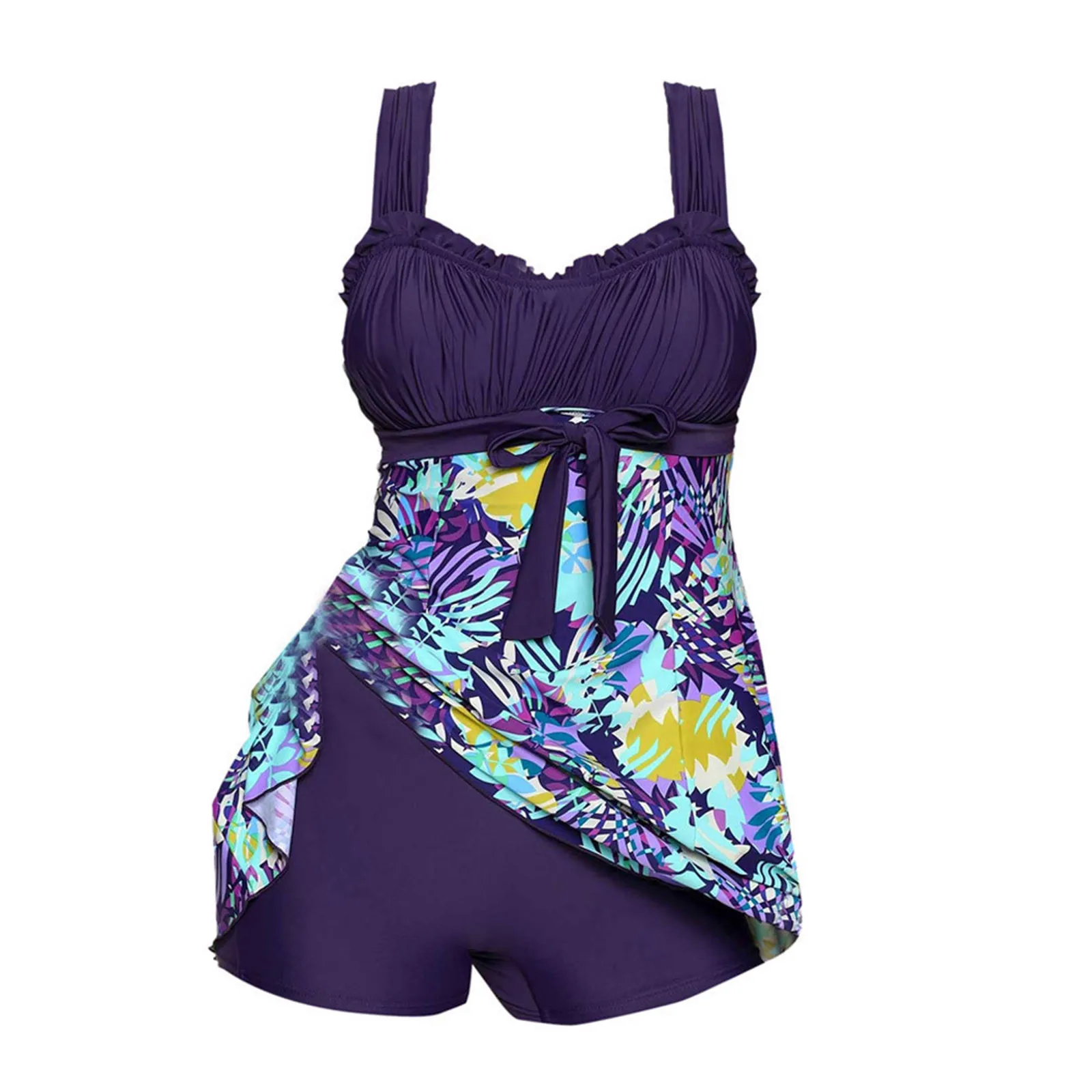 

Large Size Swimdress 2023 New Floral Print Bikini Set Swimsuit Women Loose Sexy Two Pieces Tankini Swimfress Beach Monokini Bath
