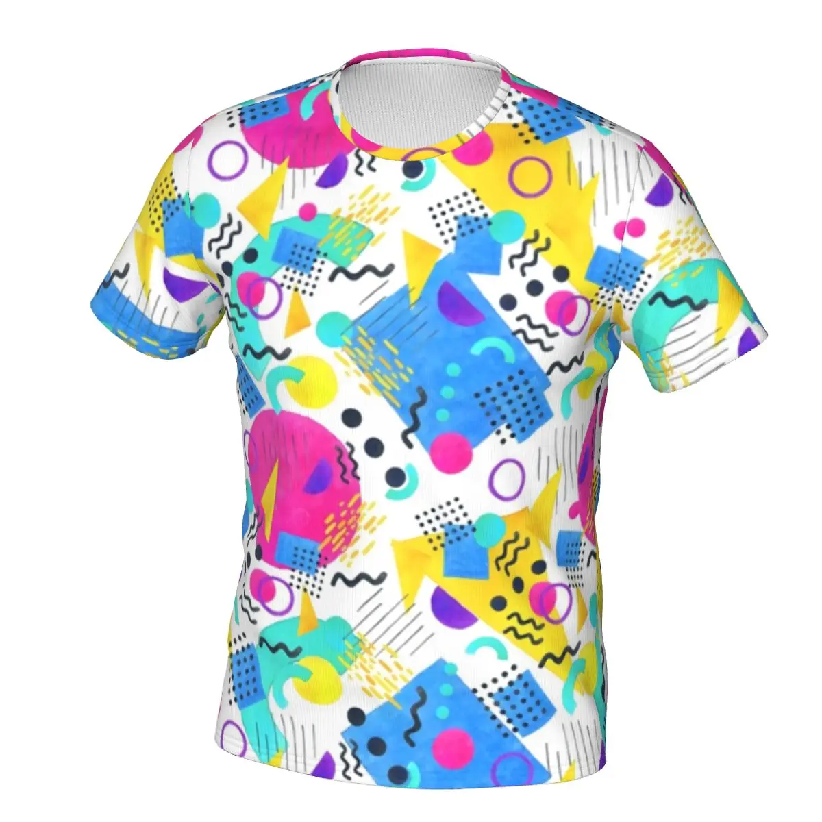 Красочная футболка с геометрическим рисунком Мемфиса ретро футболки