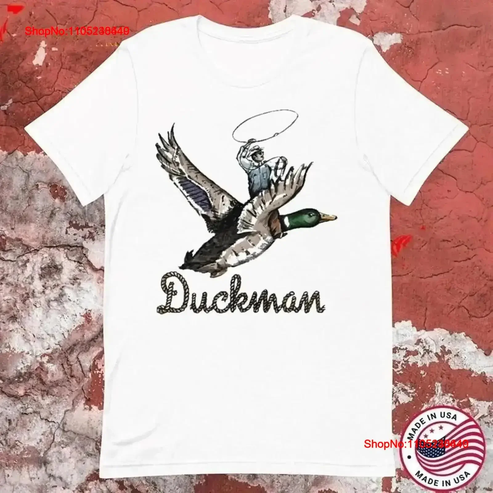 Фото Футболки Riley с зеленой росписью Duckman для фанатов, белый цвет, BL1223, винтажные, стильные, мягкие, повседневные, универсальные №1