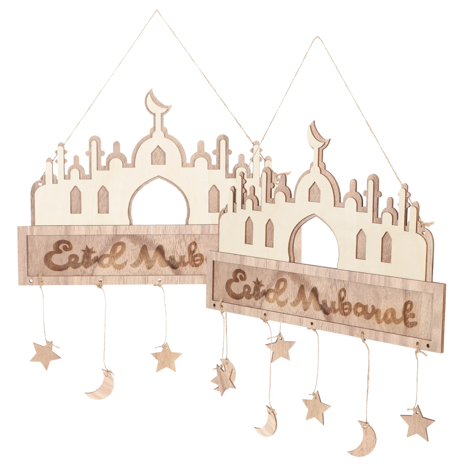 

2 Pcs Hanging Decor Eid Mubarak House Ornaments DIY Eid Decor Festival Pendant Hanging Ornament Home Decoration
