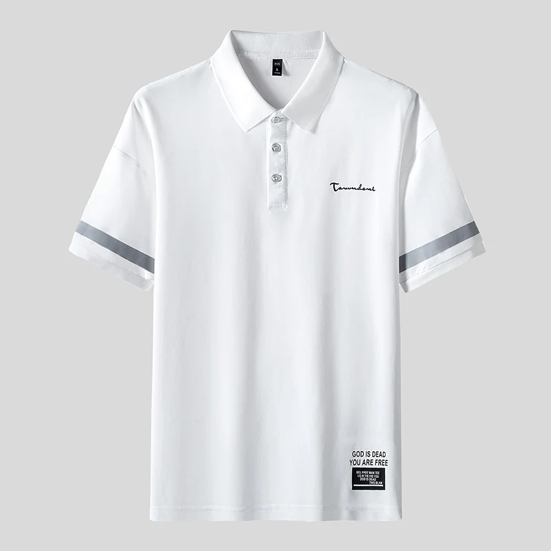 

Summer Polo Shirt Men Cotton Casual Business Tops Mens Solid Poloshirts for Men Shirts Short Sleeve Clothing Ice Felling 262