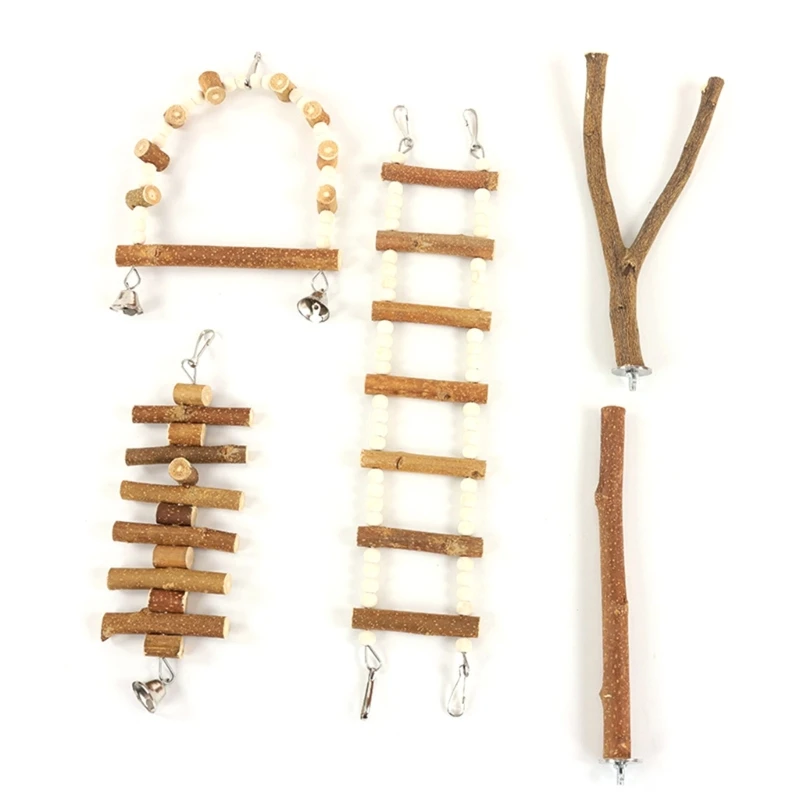 

Parrot-Perch Bird Ladder Swing Cage Accessories Parakeets Cockatoos Cage Decors