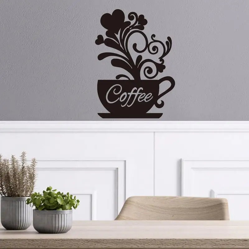 

Coffee Cup Metal Wall Art Black Coffee Mug Wall Decoration Large Coffee Art Wall Decorations For Home Office Cafe Coffee Corner