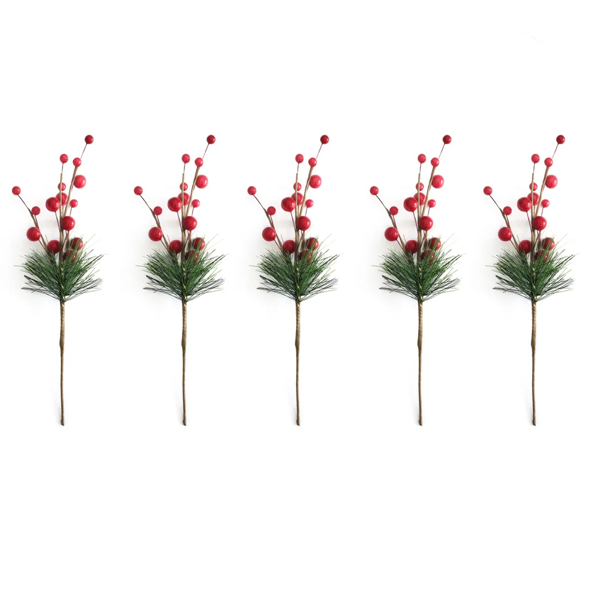 

Christmas Decor Floral Holly Craft Diy Hand Greenery Wreaths Flower Decorative Cones Pines Fake Berries Stems Pick Berry Red