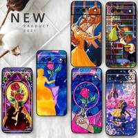 disney beauty and the beast for google pixel 7 6 pro 6a 5a 5 4 4a xl 5g black phone case coque capa soft tpu silicone fundas