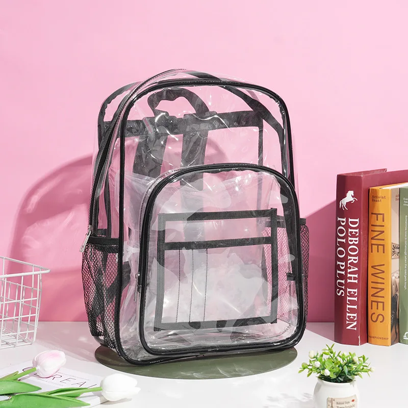 

Clear Backpack Mochila Transparente Mochilas Coreanas Waterproof Wear Resistant Impact Resistance PVC Men Women Backpacks