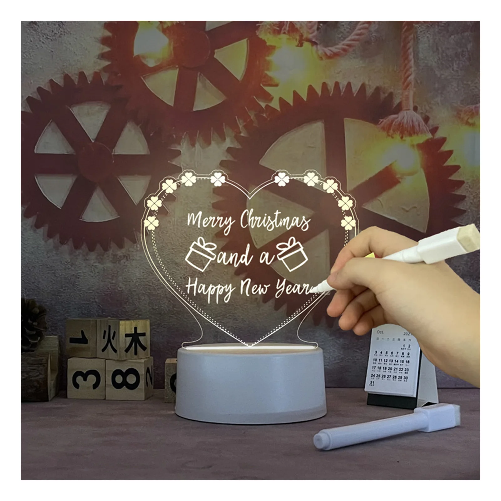

Transparent Message Board Light Colorful Acrylic Dry-Erase Board with Pen Sleeping Lamp Decoration
