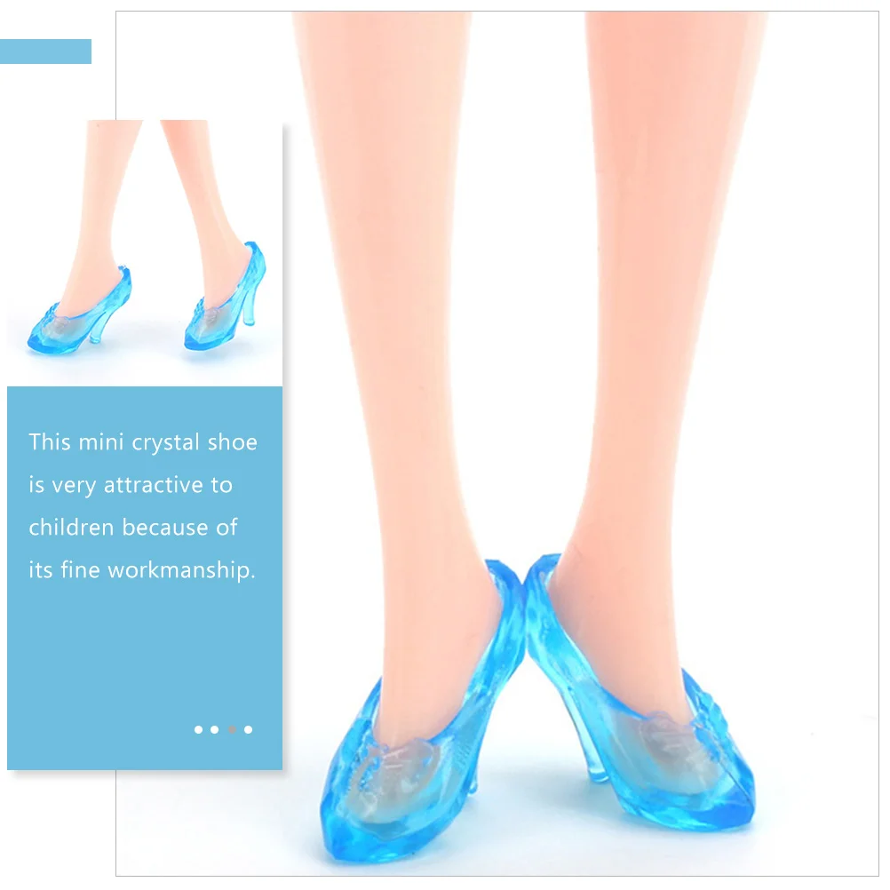 

60 Pairs Plastic Baby Mini Crystal Slipper Accessories Shoe High Heels House Decor Children Plaything