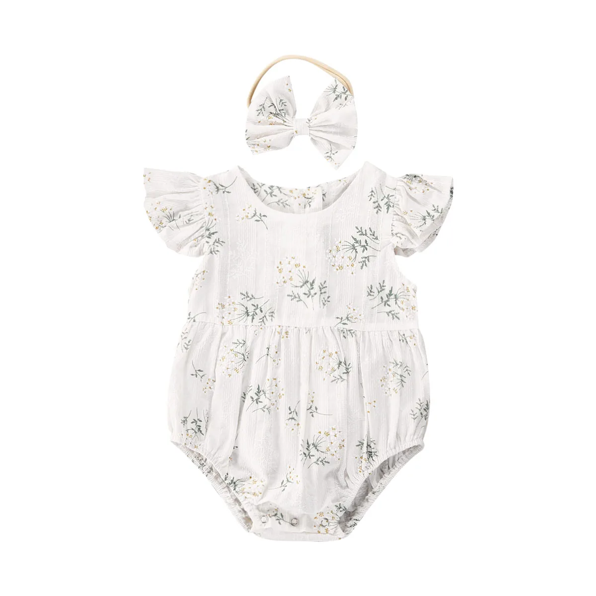 

Summer Baby Girl Clothes Toddler Kids Baby Girl Clothes Floral Jumpsuit Summer Sleeveless Bodysuit Sunsuit Outfits Headband