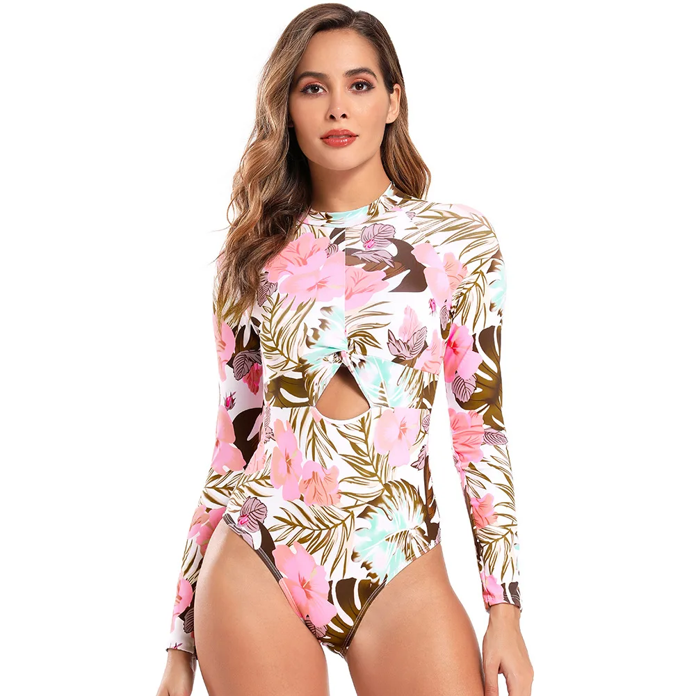 

Printed One-Piece Surfing Swimsuit 2022 New Style Small Fresh Long Sleeve Sports