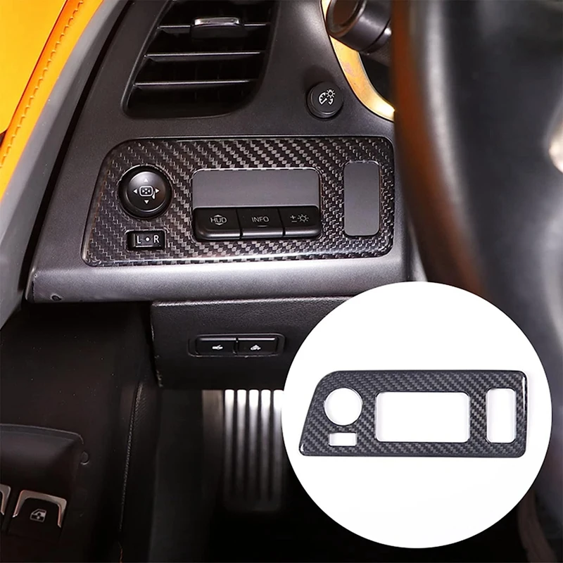 

For Chevrolet Corvette C7 2014-2019 Dry Carbon Fiber Car Headlight Switch Convertible Button Frame Sticker Replacement