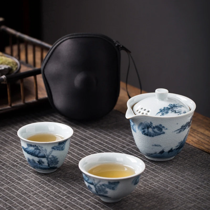 

Chinese Kung Fu Travel Tea Set Ceramic Glaze Teapot Teacup Gaiwan Porcelain Teaset Kettles Teaware Sets Drinkware Tea Ceremony