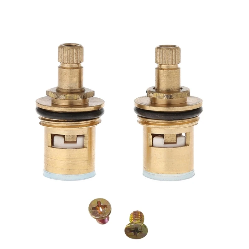 Tap Valves Replacement 1/2" Brass Tap Cartridge Valves Ceramic Disc Gland Quarter Turn 20 Teeth Fitting Connection 87HB