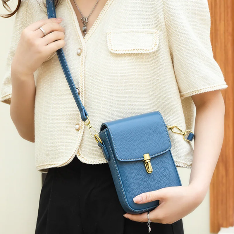 

Cowhide Leather Women's Bags Mini Messenger Bag Women Hangbag Purse Girls Phone Bag Leather Small Shoulder Bag