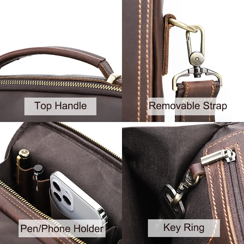 OYIXINGER Vintage Men Messenge Bag For Man Shoulder Bags Multifunction High-quality Genuine Leather Small Handbag For 10.5 IPad