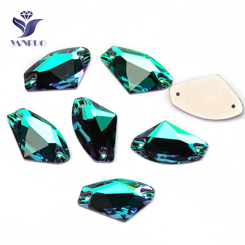 YANRUO 3256 все размеры изумрудные галактические стразы свободные с плоской задней