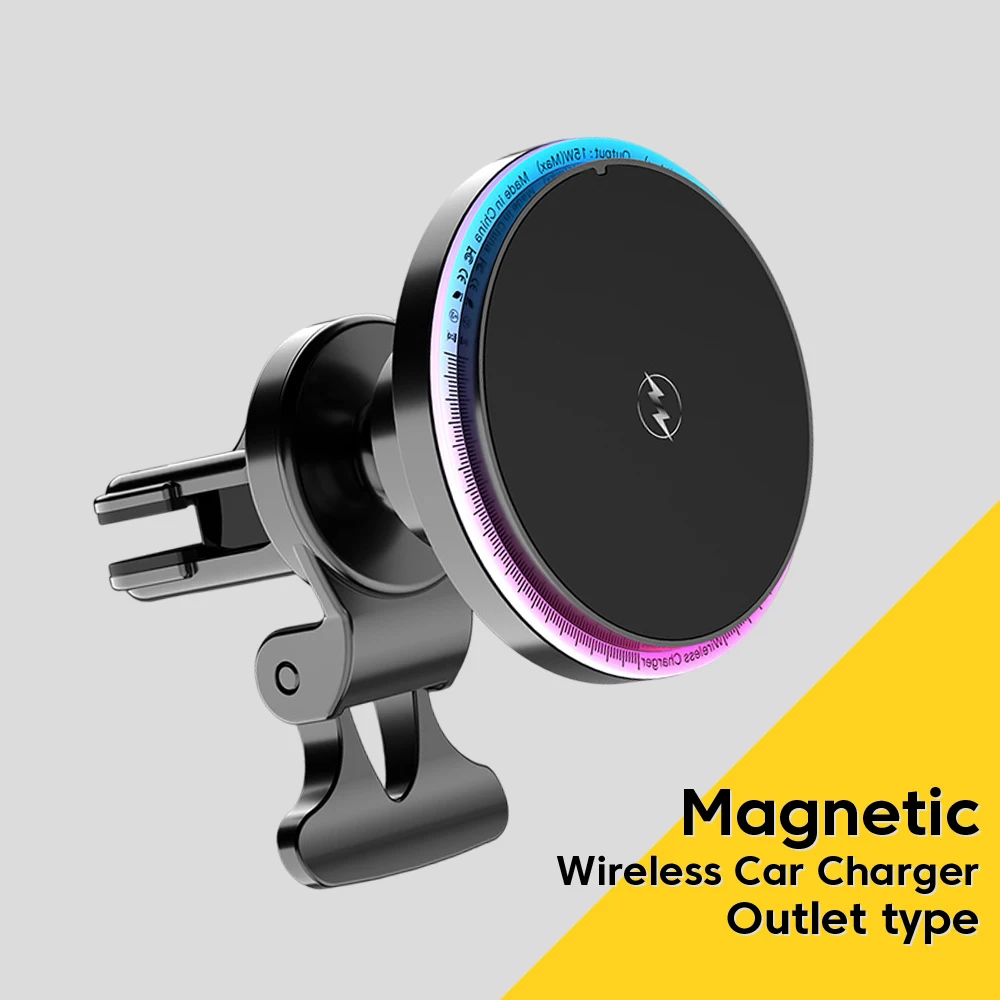 

RGB Magnetic Car Phone Holder 15W Automatic Fast Wireless Charger Car For iPhone 12 14 13 Series Universal Phone Holder Stand