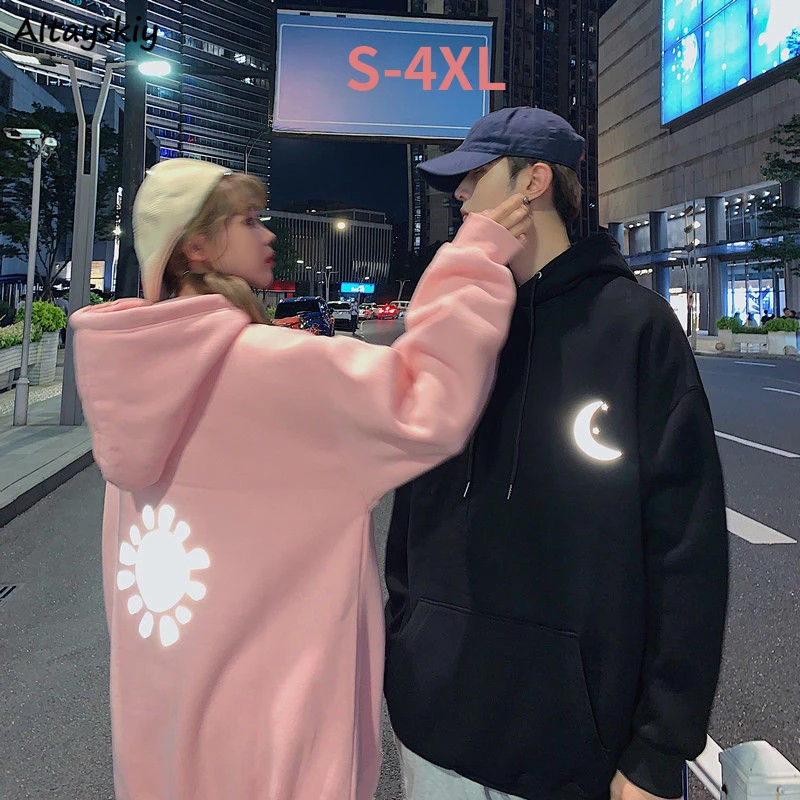 С капюшоном толстовки для пар унисекс стиль Ins рандомный дизайн уличная одежда в