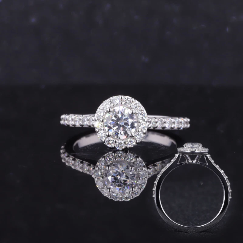 

Высококачественное обручальное кольцо с муассанитом, 14 к, белое золото