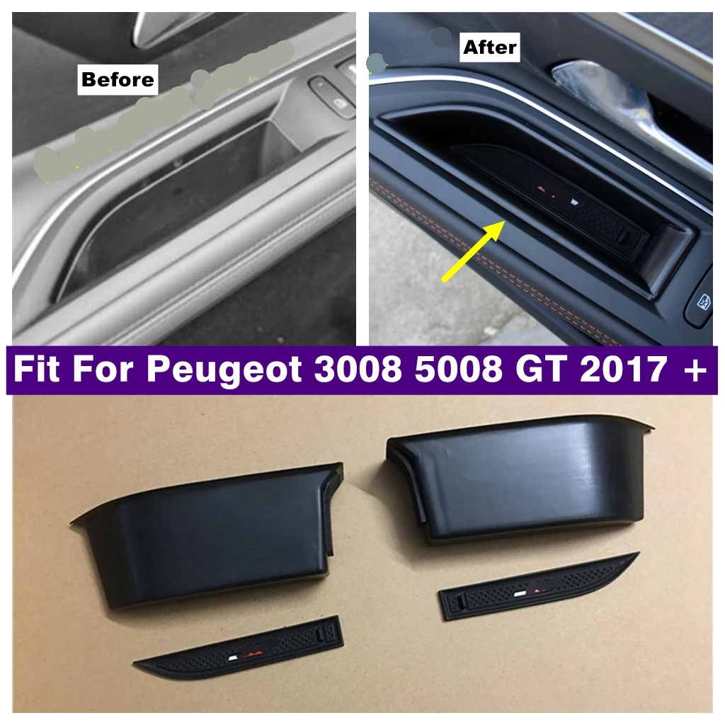 

Plastic Front Door Armrest Storage Pallet Container Box Phone Case Holders Kit For Peugeot 3008 5008 GT 2017 - 2022 Accessories