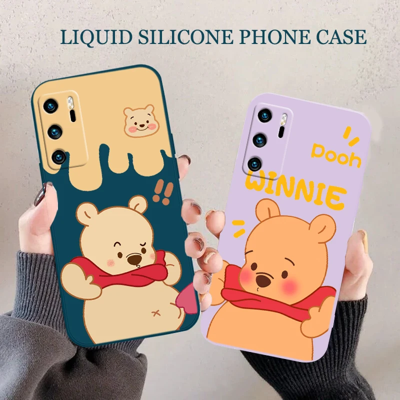 

Disney Winnie the Pooh Phone Case For Huawei P20 P20 P30 P40 P50 PRO LITE pro P SMART PLUS Liquid Rope Funda Cover Soft Back