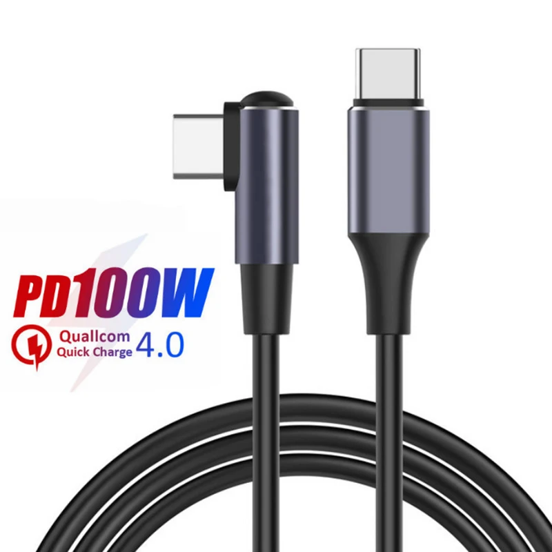 

100W PD USB Type C to USB C Cable Right Angle Wire for Macbook Mobile Phone 5A Tipo C Fast Quick Charging Cord 90 Degree Cabel