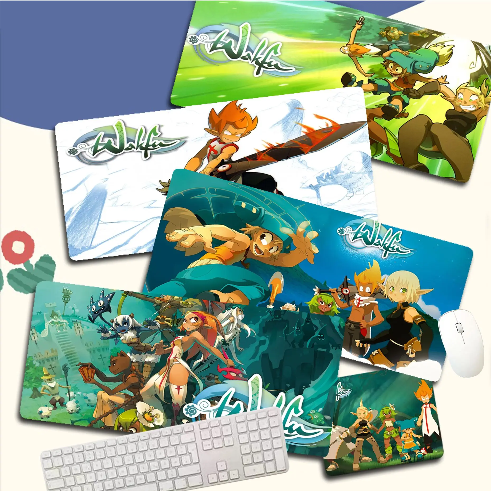 

W-Wakfu Game Mousepad girl pad Keyboards Mat Rubber Gaming mousepad Desk Mat Size for large Edge Locking Game Keyboard Pad
