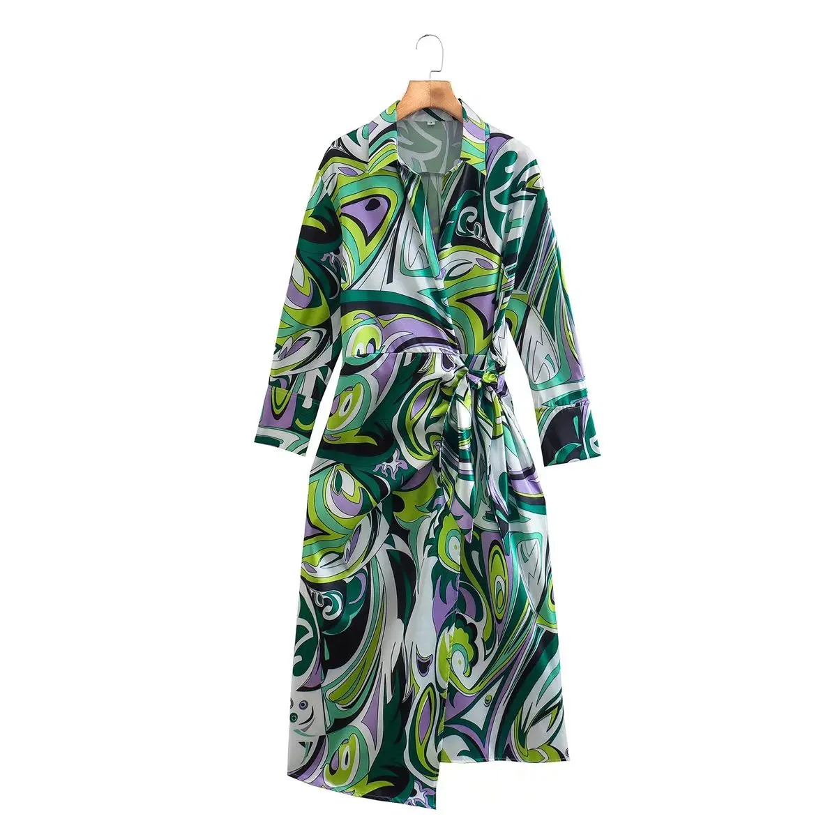 

A.D.EAST-Summer dress asymmetric printed shirt dress-L37Sz293057