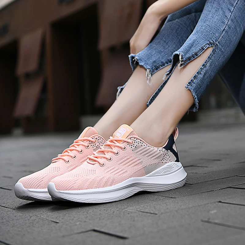 

Кроссовки женские из дышащего сетчатого материала, плоская подошва, для ходьбы, Повседневная модная обувь, белые, 2023