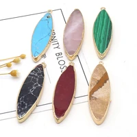 natural stone pendants horse eye shape gold plated flash labradorite charms for jewelry making diy women necklace earring gifts