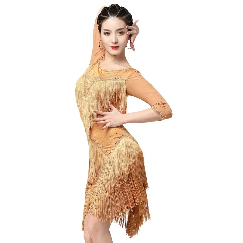 2025 Новое платье для латинских танцев женщин соревнований по румбе взрослых