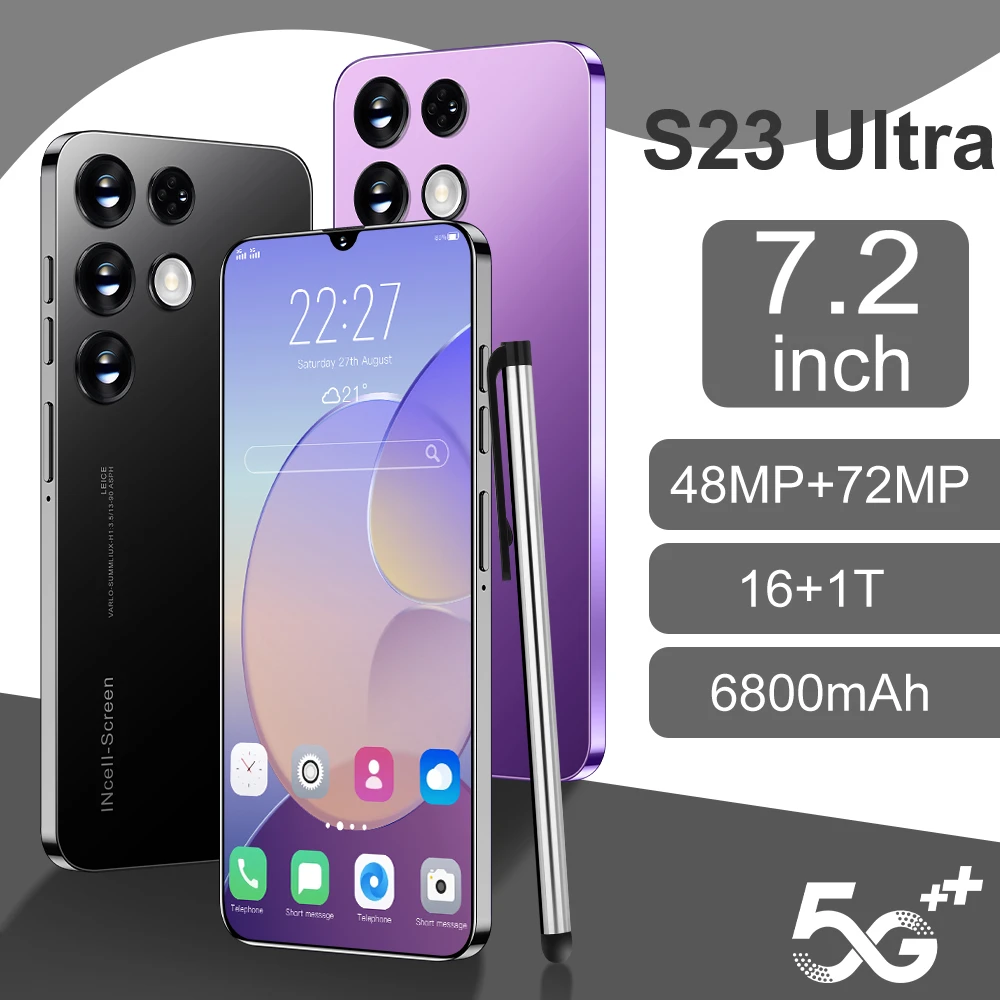 

2022 Global Version S23 Ultra Smartphones 16GB + 1TB Phones HD scree Snapdragon 8 Gen 1 Mobile Phone Cellphones 48+72MP Android