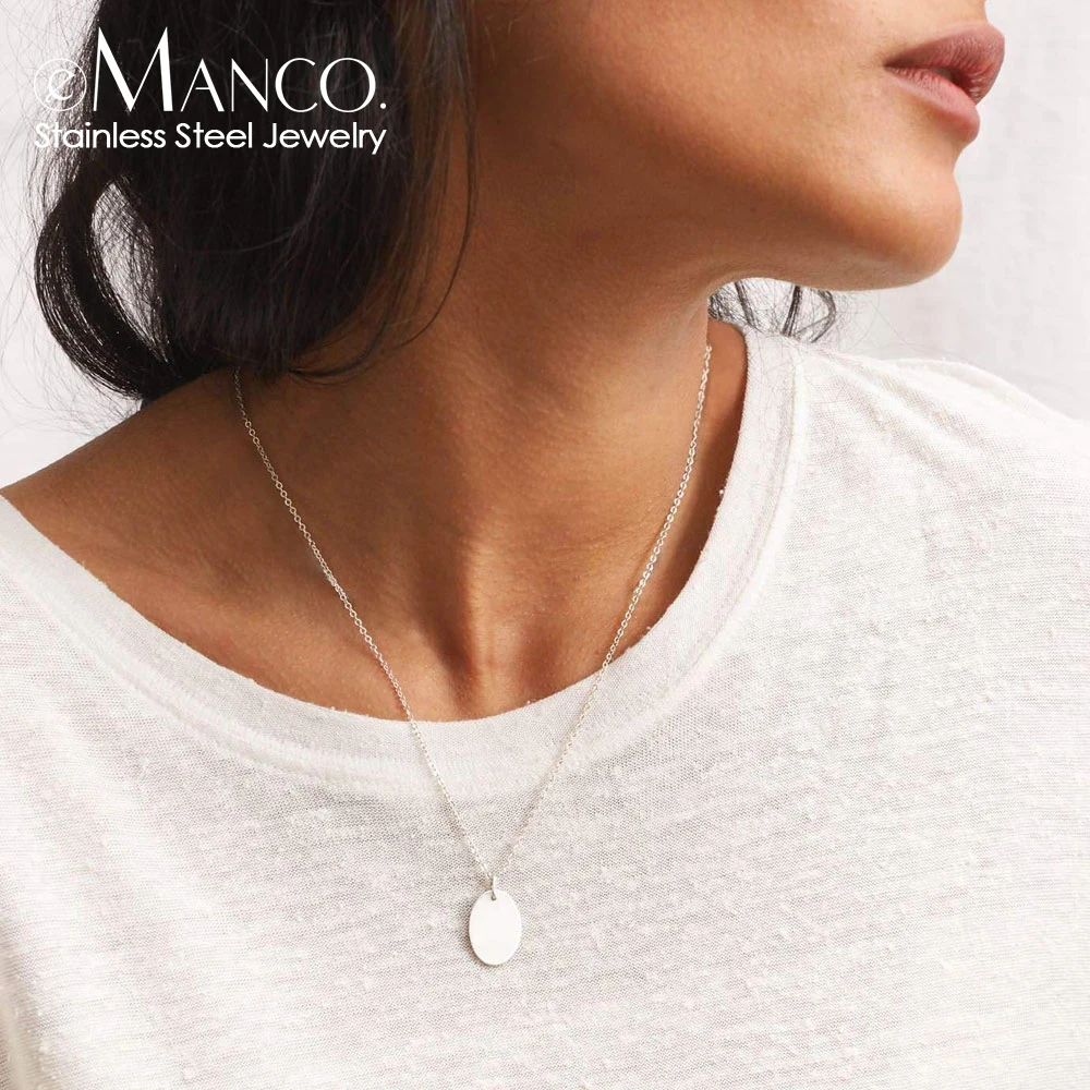 eManco Stainless Steel Necklace Jewelry Elegant 9*13mm Oval Pendant Charms for Jewelry Necklace For Women Gift Choker