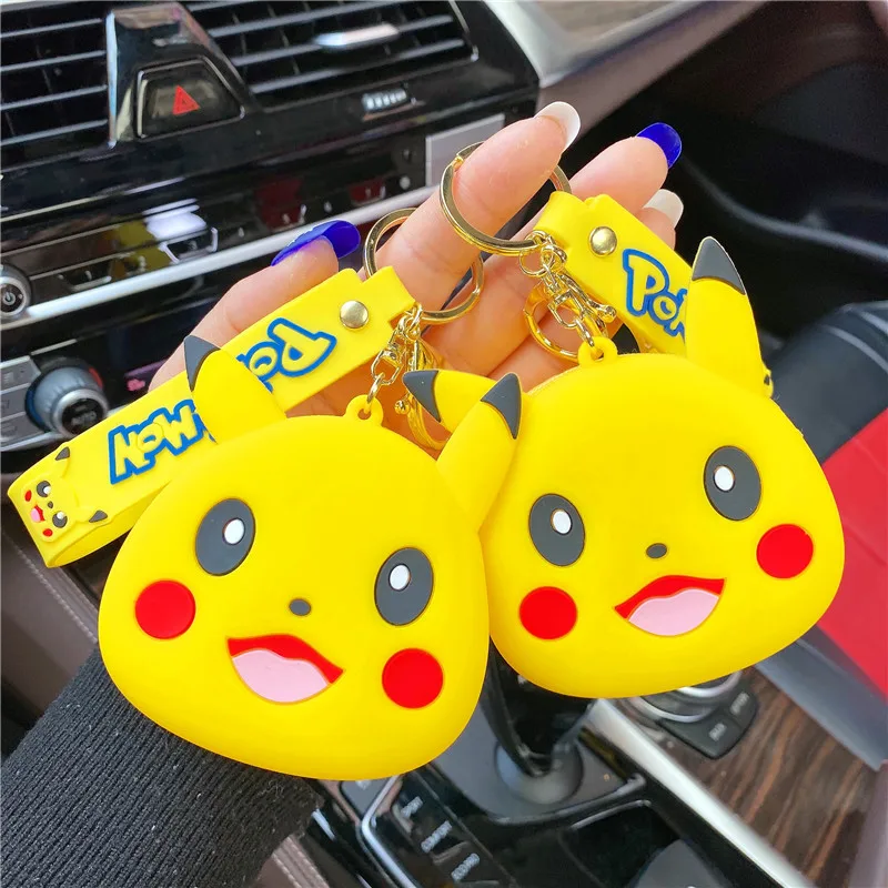 

Pokemon Creative Cartoon Mini Pikachu Silicone Coin Purse Keychain Pendant Doll Earphone Bag Coin Storage Bag Children's Wallet