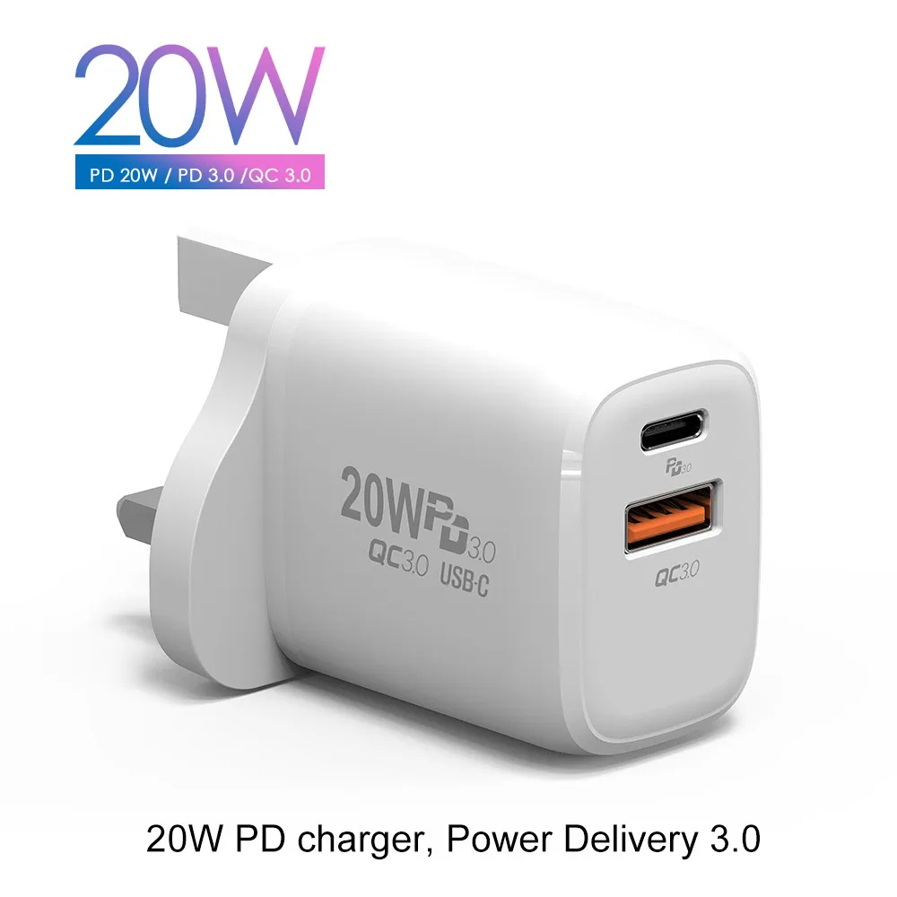

20W USB Charger Support Type C PD Fast Charging 3.0 Dual USB Port Portable Phone Charger For iPhone 13 12 Pro Max 11 Mini X 8 7