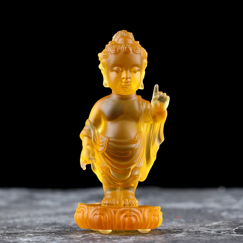 Цветное глазурованное орнамент принца Будды Bhagavate Sakyamuni поклонение малышу Будде