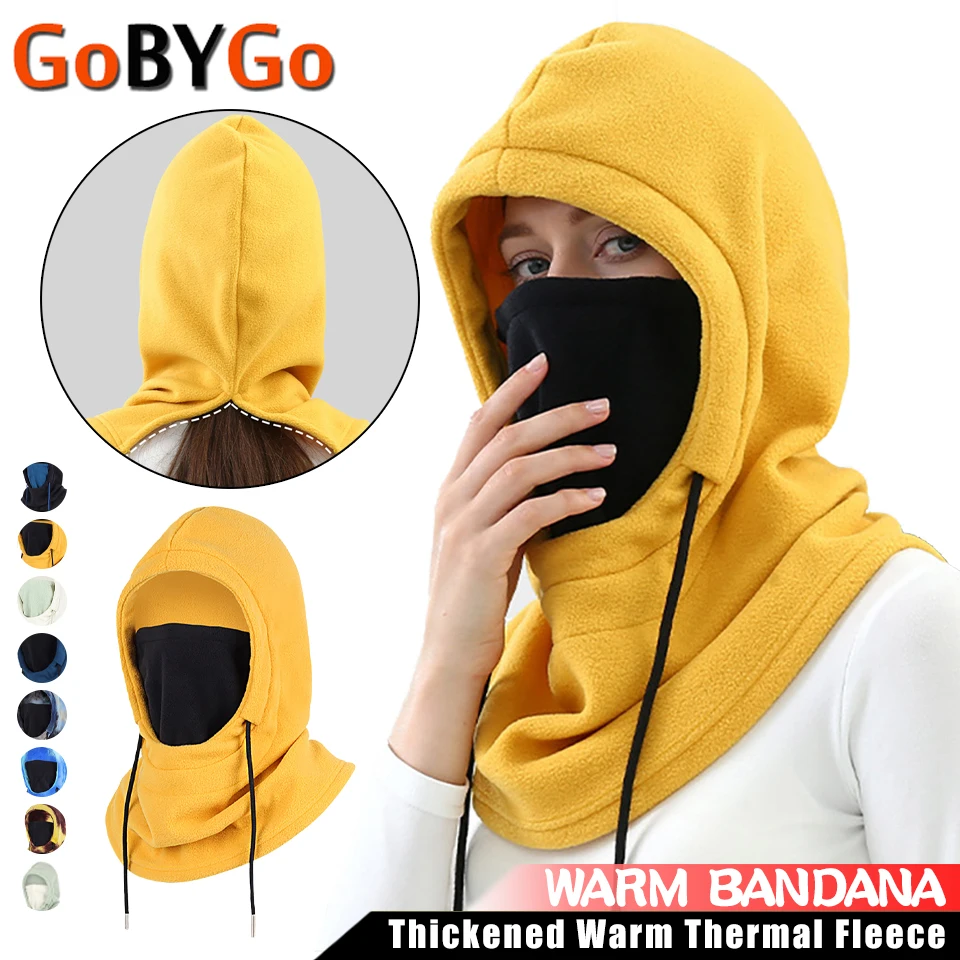 

Зимняя утолщенная теплая шапка для пеших прогулок, езды на велосипеде, катания на лыжах, шея с капюшоном, термофлисовые зимние спортивные ша...