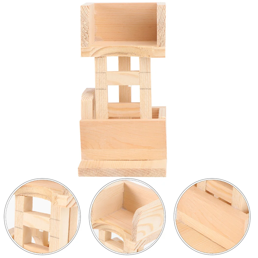 

2 Pcs Hamster Lookout Log Wooden Hamster Lookout Platform Climbing Playing