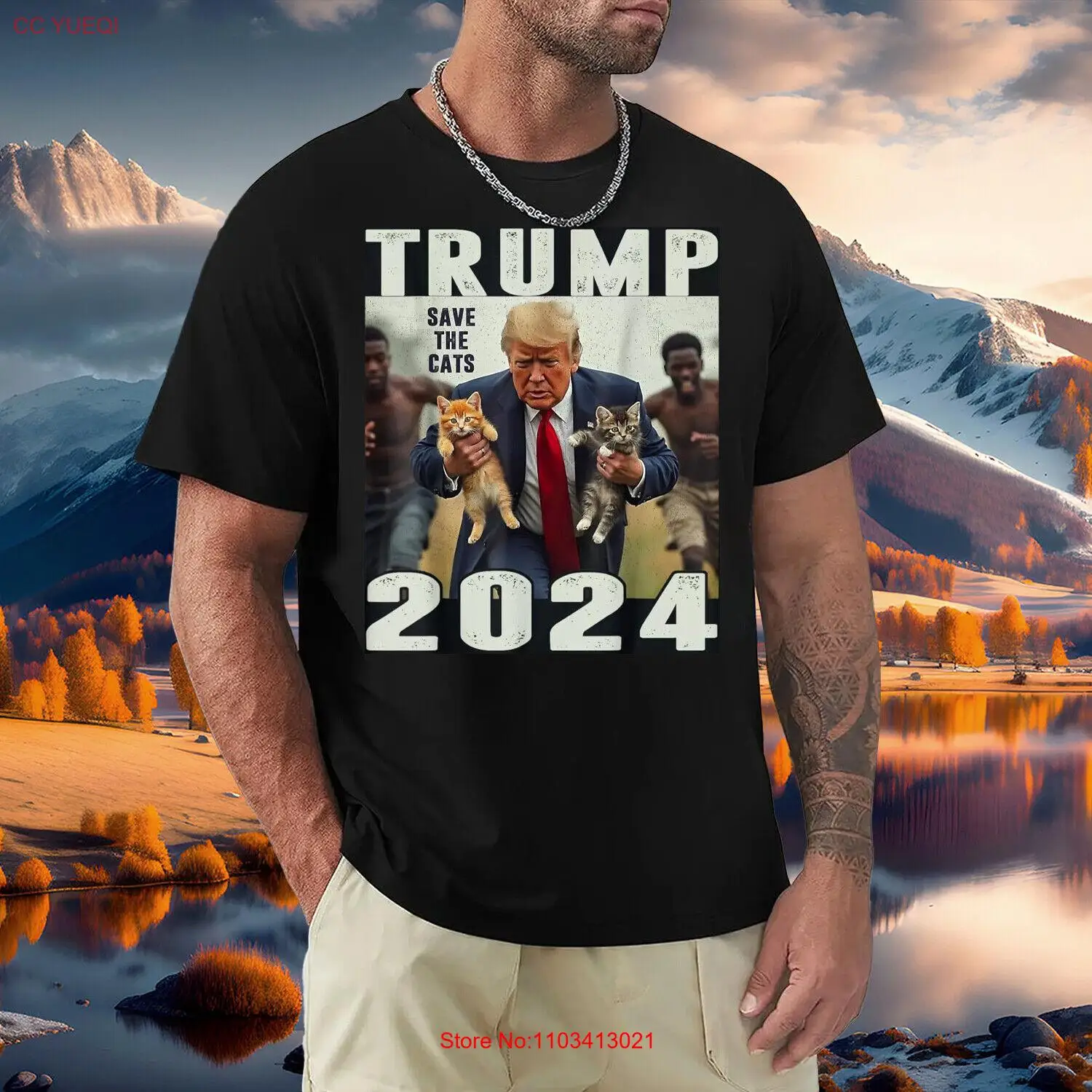 Лидер продаж! Трамп 2024 спасите кошек дебация унисекс футболка подарок полный