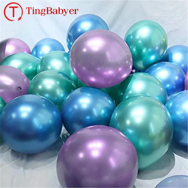 

25pcs 12inch Mermaid Metallic Balloons Happy Birthday Party Decorations Adult Kids Boy Girl 1 2 3 10 11 15 30 40 50 60 Year Old